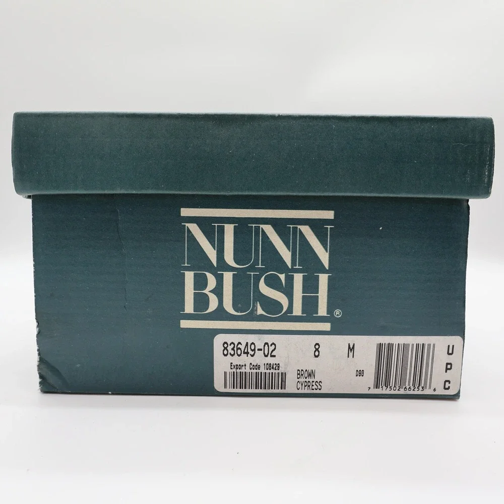 Nunn Bush Boat Shoes Mens 8 Brown Leather Vintage 90s New Old Stock Casuals